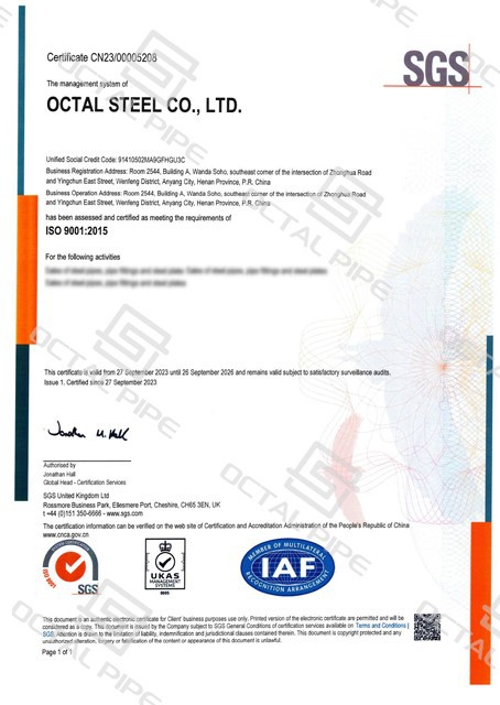 ISO 9001 Certificate