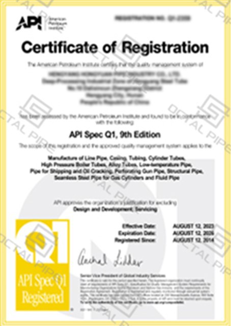 API Q1 Certificate API Q1 Certificate